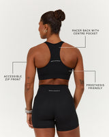 SCULPT ZIP FRONT BRA - BLACK
