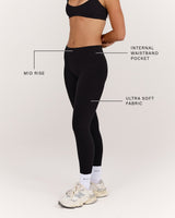 AIRE MID RISE FULL LENGTH LEGGINGS - BLACK