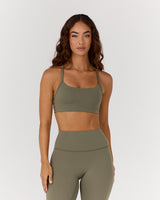 AIRE KEYHOLE RACER BACK BRA - OLIVE SMOKE