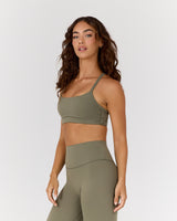 AIRE KEYHOLE RACER BACK BRA - OLIVE SMOKE