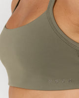 AIRE KEYHOLE RACER BACK BRA - OLIVE SMOKE
