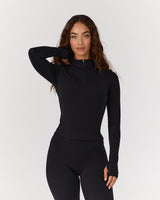 AIRE QUARTER ZIP TOP - BLACK