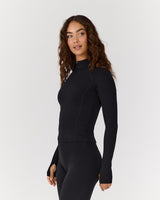 AIRE QUARTER ZIP TOP - BLACK