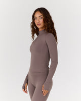AIRE QUARTER ZIP TOP - PEPPERCORN