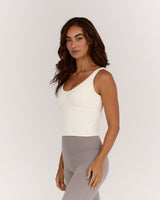 AIRE V NECK TOP - VANILLA
