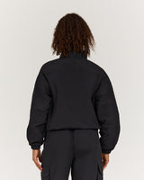 CROPPED WOVEN TRACK JACKET - BLACK
