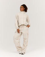 CROPPED WOVEN TRACK JACKET - SANDSTONE