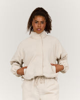 CROPPED WOVEN TRACK JACKET - SANDSTONE