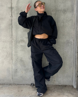 WOVEN UTILITY PANT - BLACK