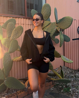 OVERSIZED ZIP UP HOODIE - BLACK