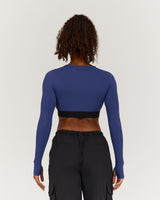 FLUID CROPPED LONG SLEEVE TOP - GRIT NAVY