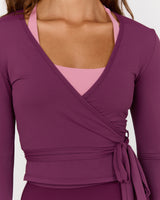 FLUID WRAP LONG SLEEVE TOP - BEET