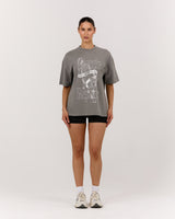 ESSENTIALS TEE - FADED DOVE FURLED LEOPARD