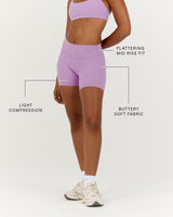 LUXE MID RISE BIKER SHORTS - VIOLET