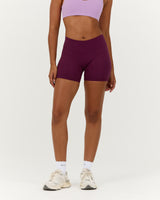 LUXE MID RISE BIKER SHORTS - BEET