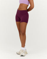 LUXE MID RISE BIKER SHORTS - BEET