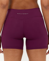 LUXE MID RISE BIKER SHORTS - BEET