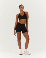 LUXE MID RISE BIKER SHORTS - BLACK
