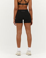 LUXE MID RISE BIKER SHORTS - BLACK