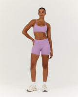 LUXE MID RISE BIKER SHORTS - VIOLET