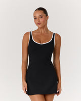 LUXE TALIA DRESS - BLACK WHITE