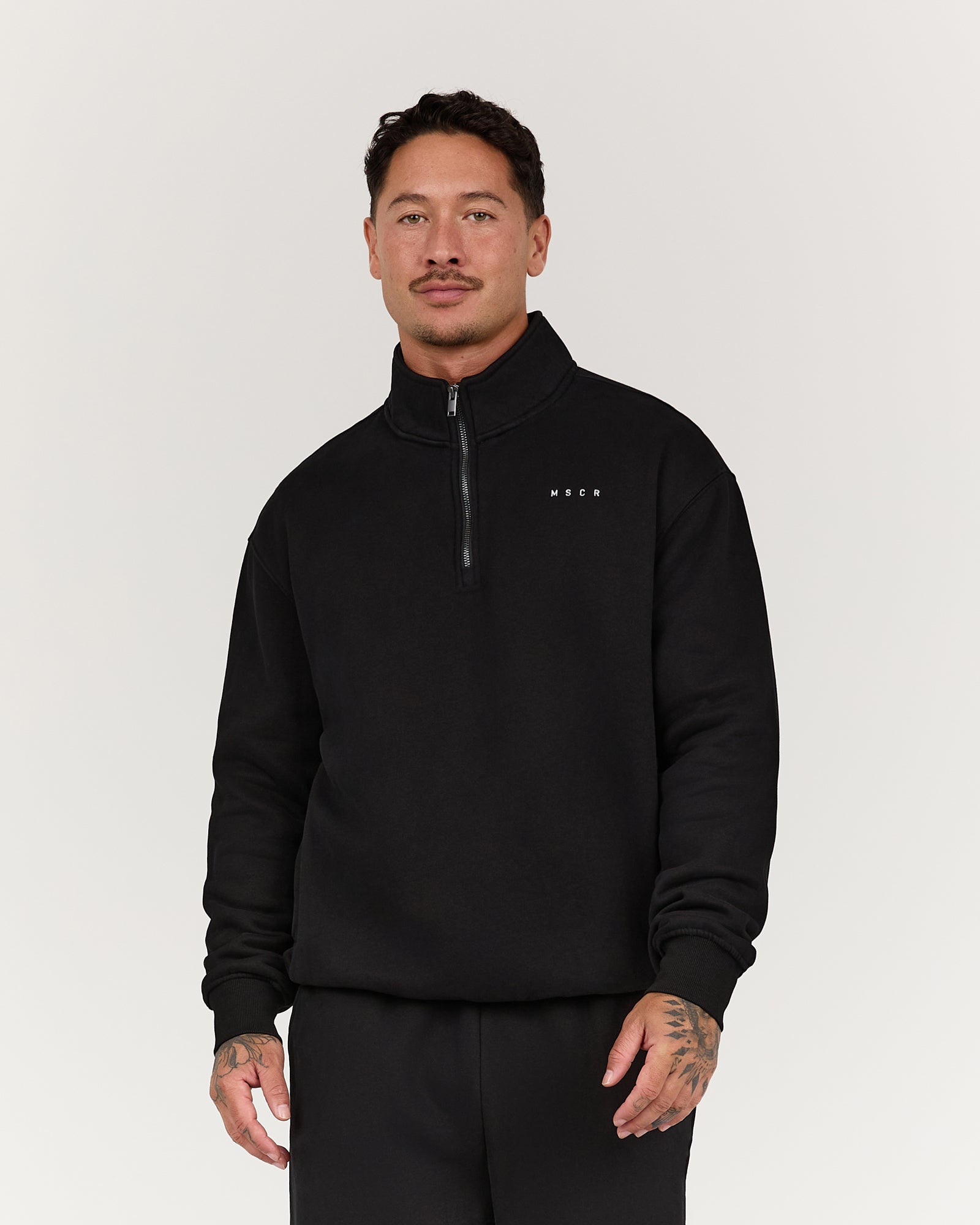 MEN'S CLASSIC 1/4 ZIP - BLACK – MUSCLE REPUBLIC