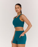 MOTION 360 OPEN BACK LONG LINE SPORTS BRA - DYNAMIC TEAL