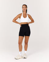 MOTION 360 V NECK HALTER BRA - WHITE