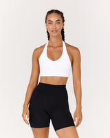 MOTION 360 V NECK HALTER BRA - WHITE