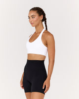 MOTION 360 V NECK HALTER BRA - WHITE