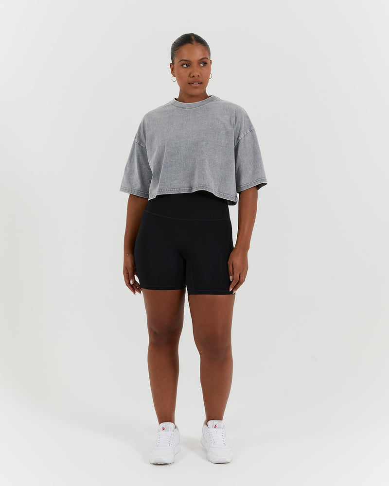 ESSENTIALS CROPPED TEE - FADED GREY