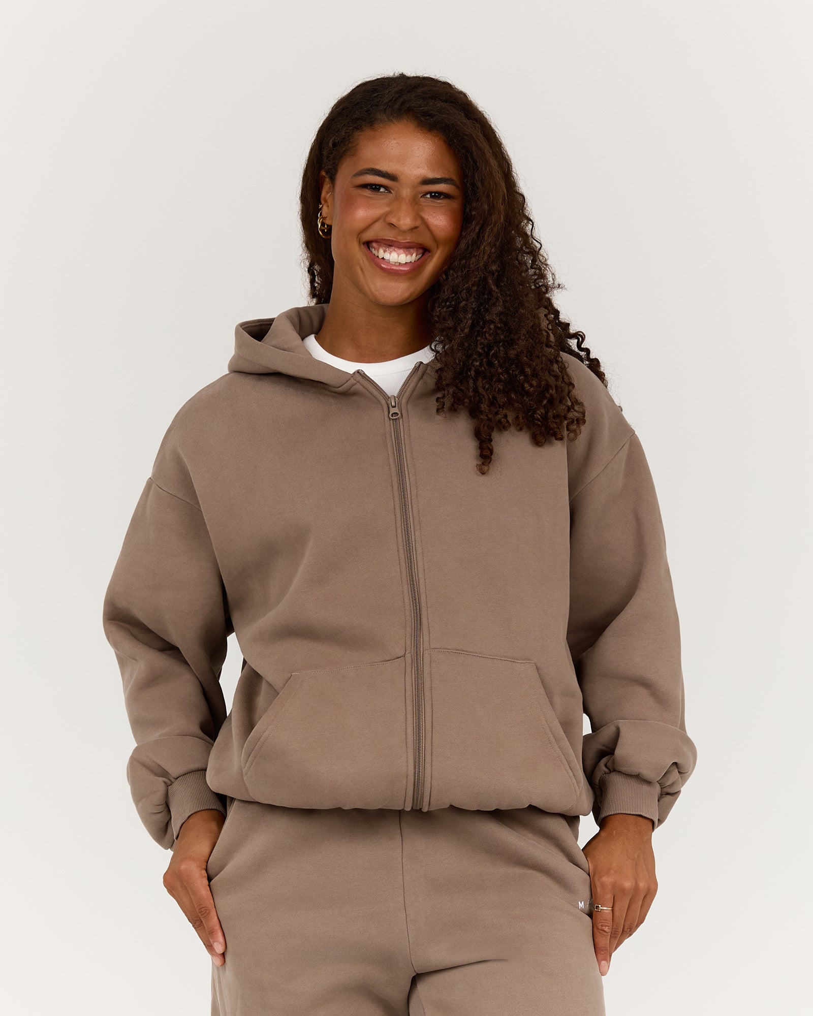 OVERSIZED ZIP UP HOODIE - COFFEE – MUSCLE REPUBLIC
