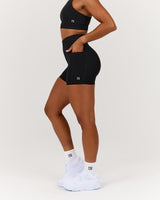 SCULPT POCKET BIKER SHORTS - BLACK