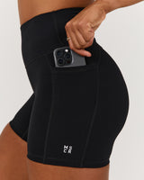 SCULPT POCKET BIKER SHORTS - BLACK