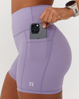 SCULPT POCKET BIKER SHORTS - DUSTED GRAPE
