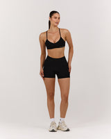 SEAMLESS STRAPPY BACK BRA - BLACK