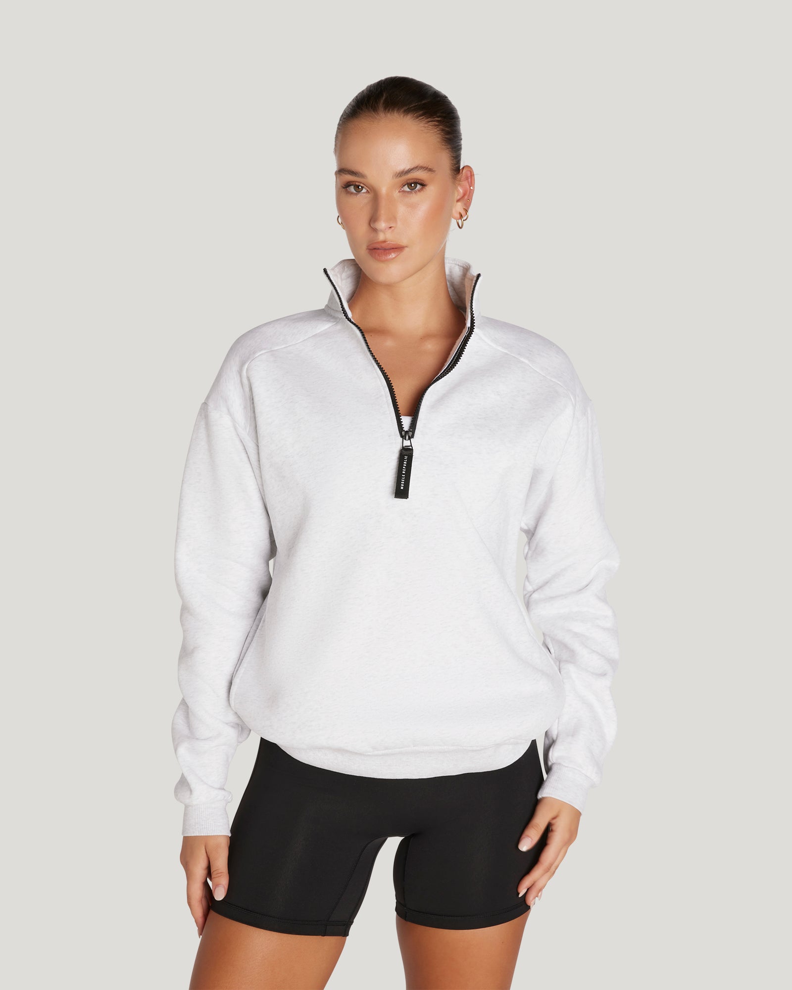 SPORTS 1/4 ZIP JUMPER SNOW GREY MUSCLE REPUBLIC