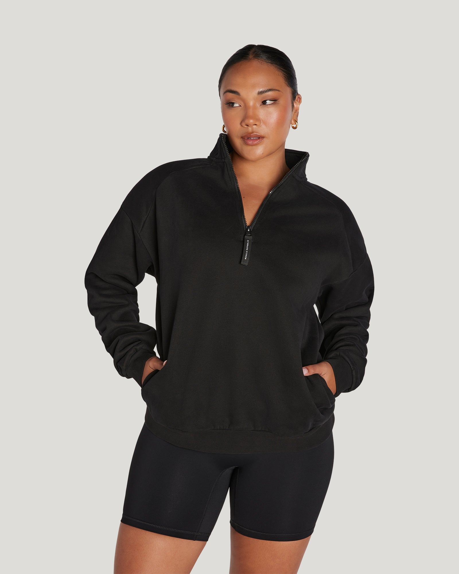 SPORTS 1/4 ZIP JUMPER BLACK MUSCLE REPUBLIC