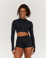 TRAINING RANGE SAMMY CROPPED ZIP UP JACKET - BLACK