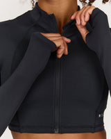 TRAINING RANGE SAMMY CROPPED ZIP UP JACKET - BLACK