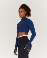 TRAINING RANGE SAMMY CROPPED ZIP UP JACKET - GRIT NAVY