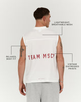 MENS MESH BOXY TANK - PORCELAIN SHOT CALLER