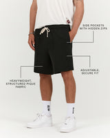 MENS PIQUE REGULAR SHORTS - BLACK PREMIERE