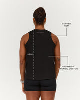 VELORA LONGLINE SINGLET - BLACK