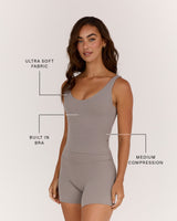 AIRE V NECK TOP - DOVE
