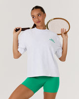 BOXY TEE - SNOW GREY RACQUET CLUB