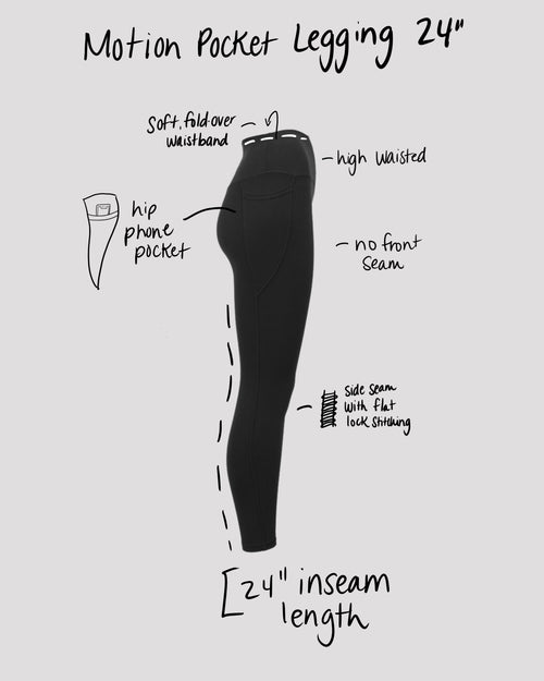 MOTION POCKET LEGGINGS 24" - BLACK