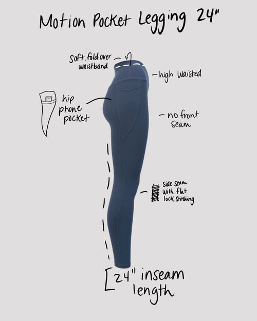 MOTION POCKET LEGGINGS 24" - STORM