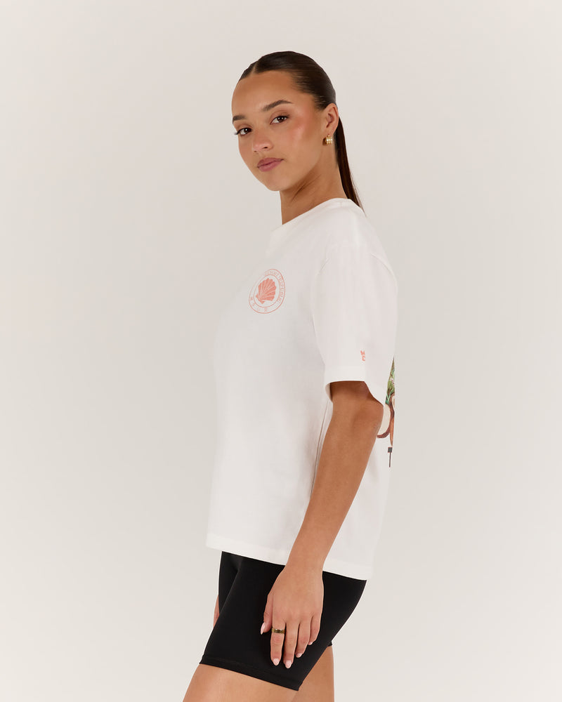 BOXY TEE - OFF WHITE SOMEWHERE TROPICAL