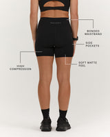 SCULPT BONDED WAIST POCKET BIKER SHORTS - BLACK